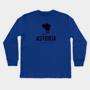 Astoria, Queens - New York (black) Kids Long Sleeve T-Shirt